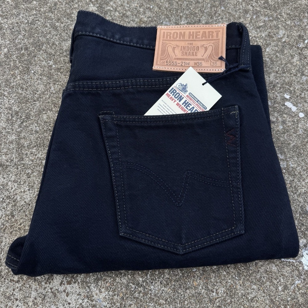 NWT IRON HEART IH-555S-21OD 21OZ 36x36 SELVEDGE DENIM SLIM CUT JEANS INDIGO g5a